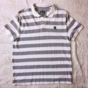 Express gray and white striped cotton polo